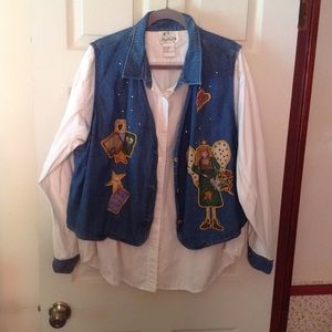 Denim Angel Appliqué Original by Jeanne Bice